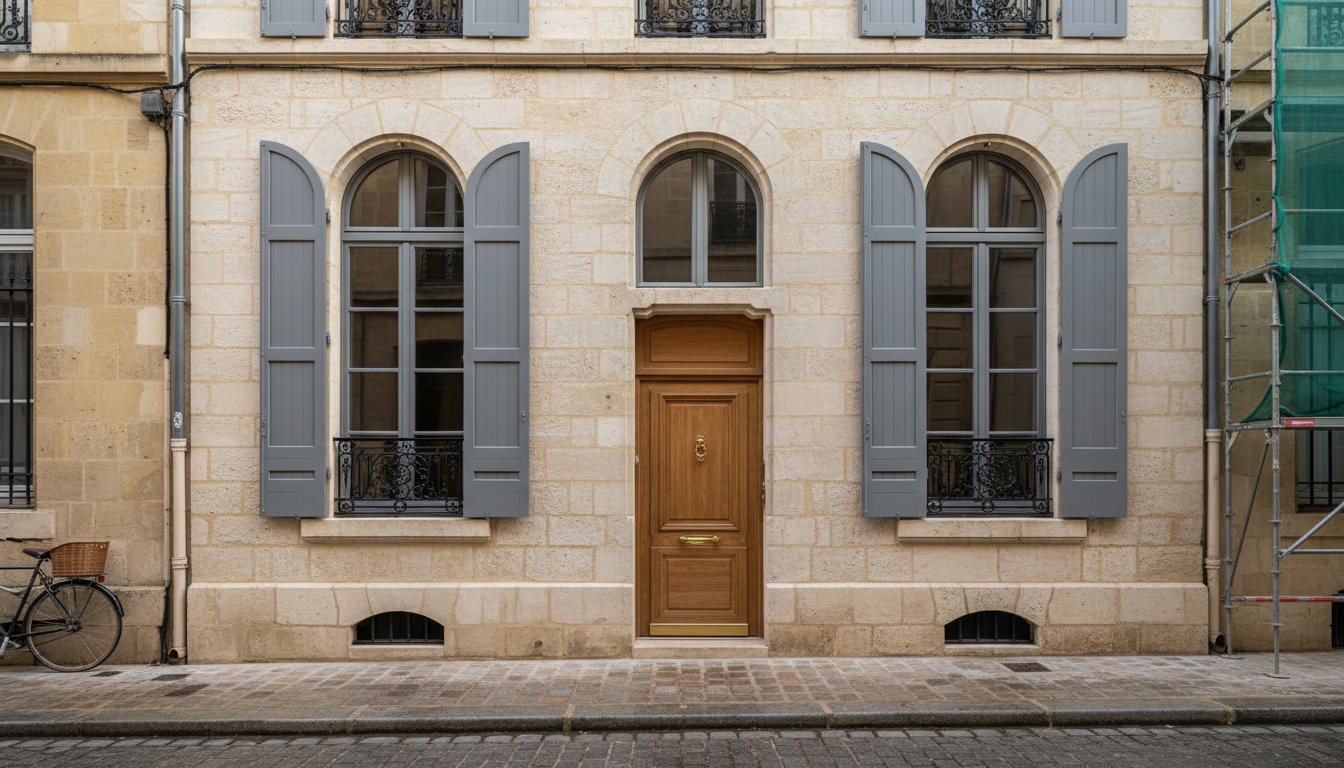 Façade rénovée en pierre de taille